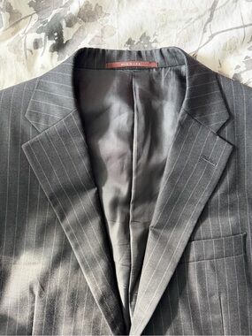 Hickey Freeman Loro Piana Tasmanian Super 150s Wool Pinstripe Suit Jacket Coat